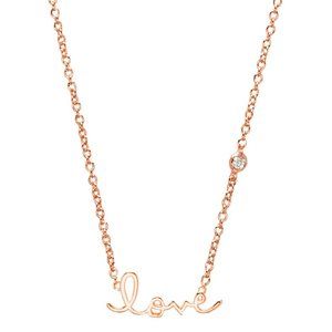 SHY BY SE by Sydney Evan ROSE GOLD PLATED STERLING LOVE NECKLACE W/ DIAMOND